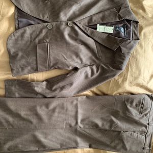 New York & Company brown pinstripe suit